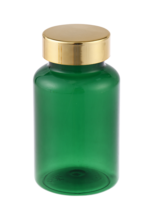 120g 彩色透明PET胶囊保健品瓶 配电镀金属盖